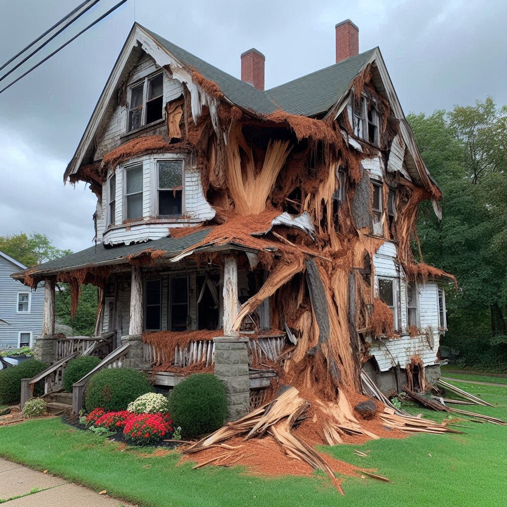 Signs Your Suwanee Home Needs a Tree Inspection Blog Article - Tree with visible damage, including broken branches and signs of disease near an Suwanee home
